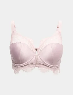 Saffron Satin & Lace Wired Balcony Bra (F-H)