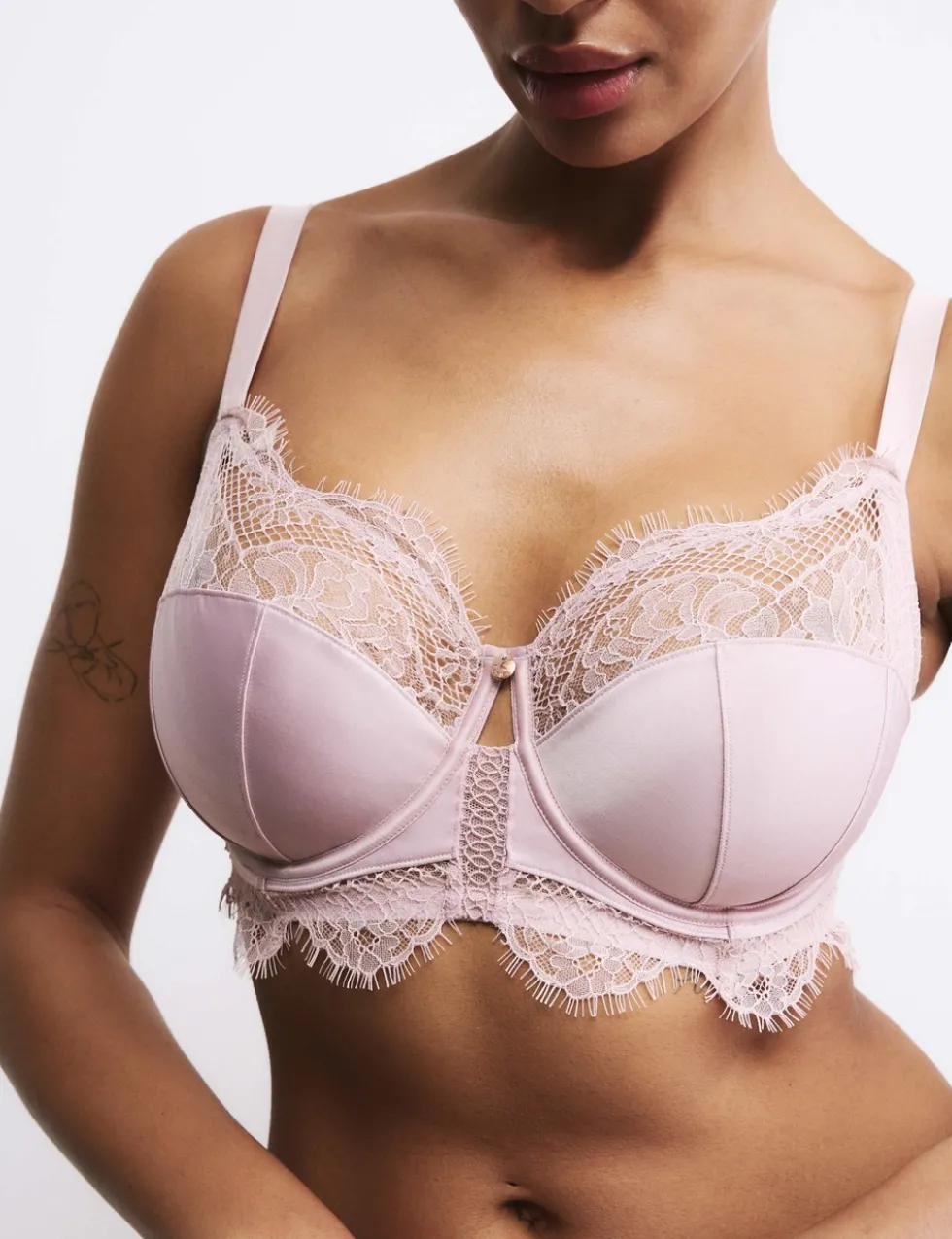 Saffron Satin & Lace Wired Balcony Bra (F-H)