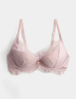 Saffron Satin & Lace Wired Plunge Bra (A-E)