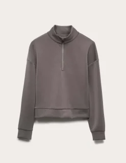 Sandwashed Funnel Neck Half Zip Sweatshirt