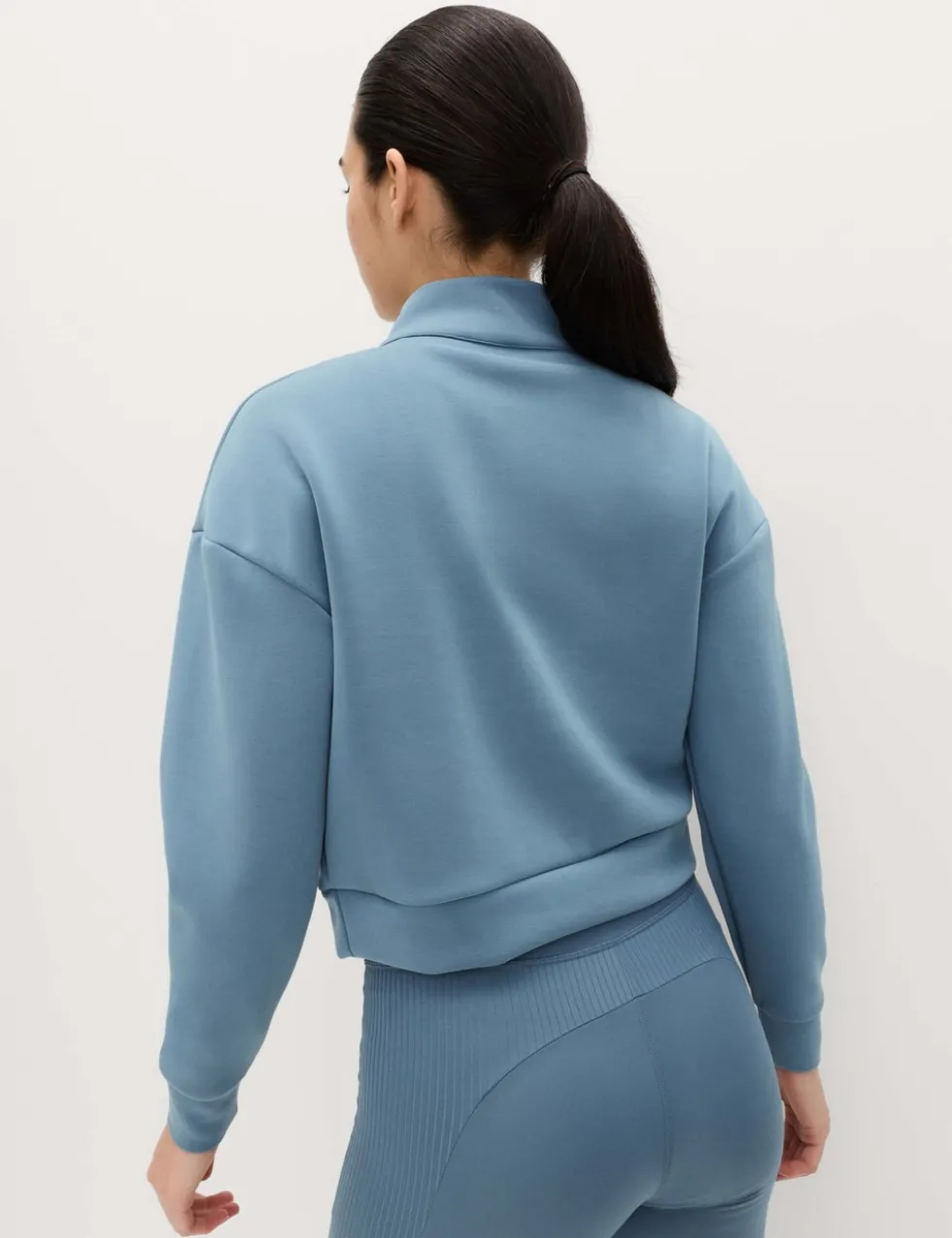 Sandwashed Funnel Neck Half Zip Sweatshirt