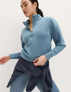 Sandwashed Funnel Neck Half Zip Sweatshirt