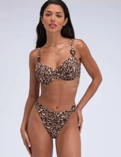 Santorini Leopard Print High Leg Bikini Bottoms
