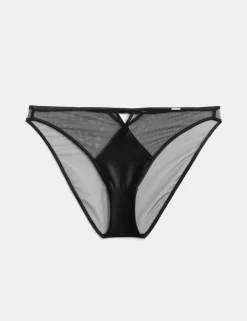 Satin & Mesh High Leg Knickers