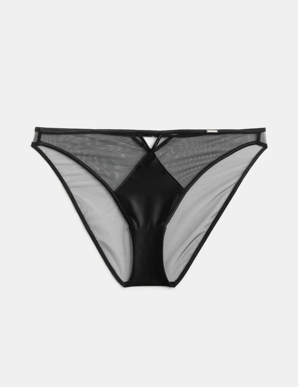 Satin & Mesh High Leg Knickers