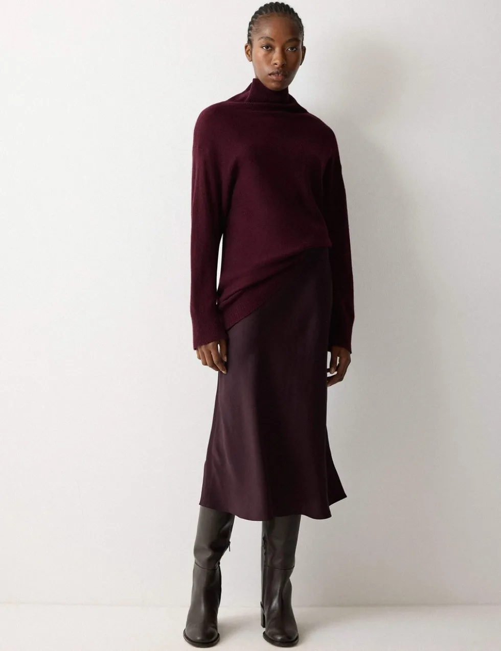 Satin Bias Midi Slip Skirt