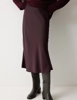 Satin Bias Midi Slip Skirt