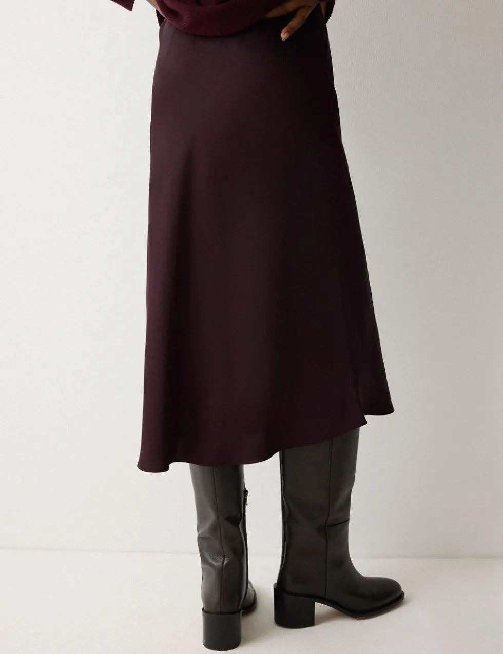 Satin Bias Midi Slip Skirt