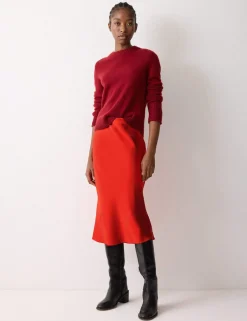 Satin Bias Midi Slip Skirt