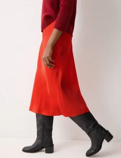 Satin Bias Midi Slip Skirt
