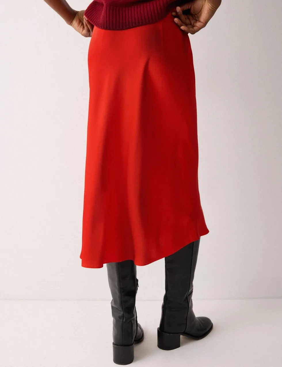 Satin Bias Midi Slip Skirt