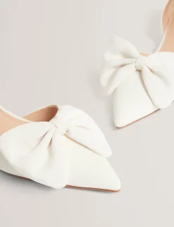 Satin Bow Slip On Flat Pointed Pumps