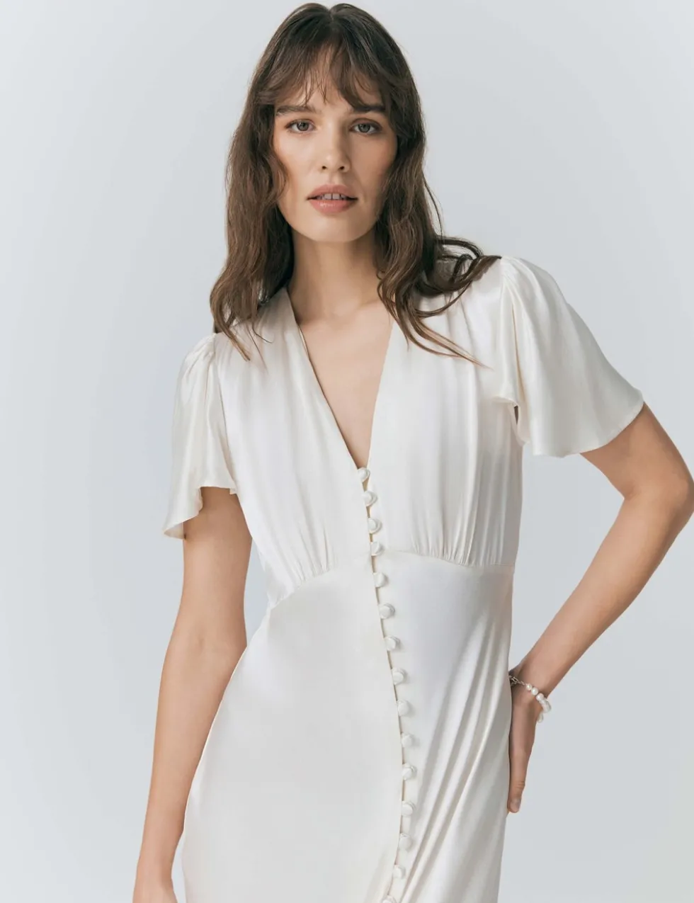 Satin Button Front Maxi Waisted Dress