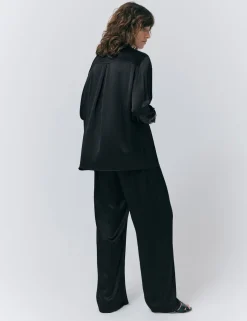 Satin Collared Button Through Shirt