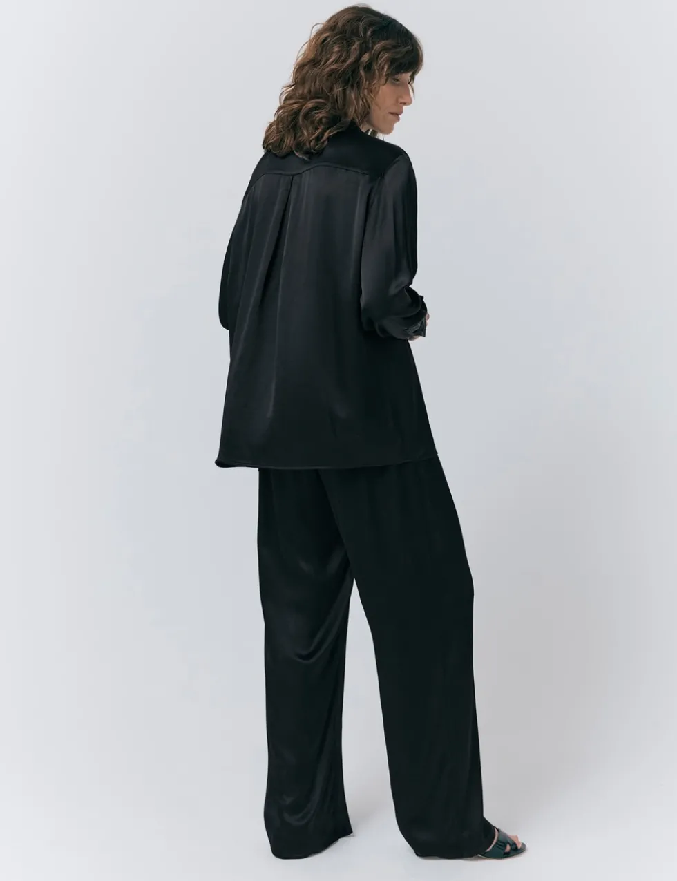 Satin Collared Button Through Shirt