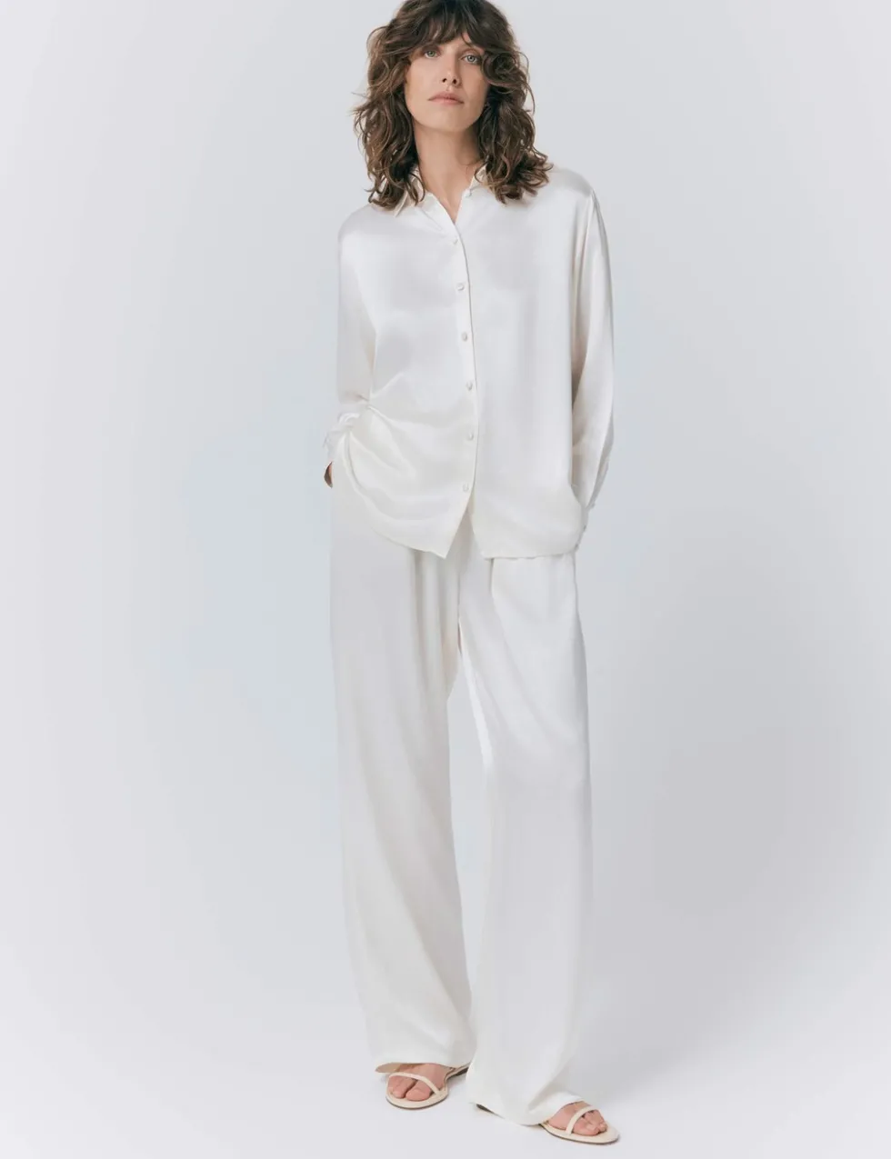 Satin Collared Button Through Shirt
