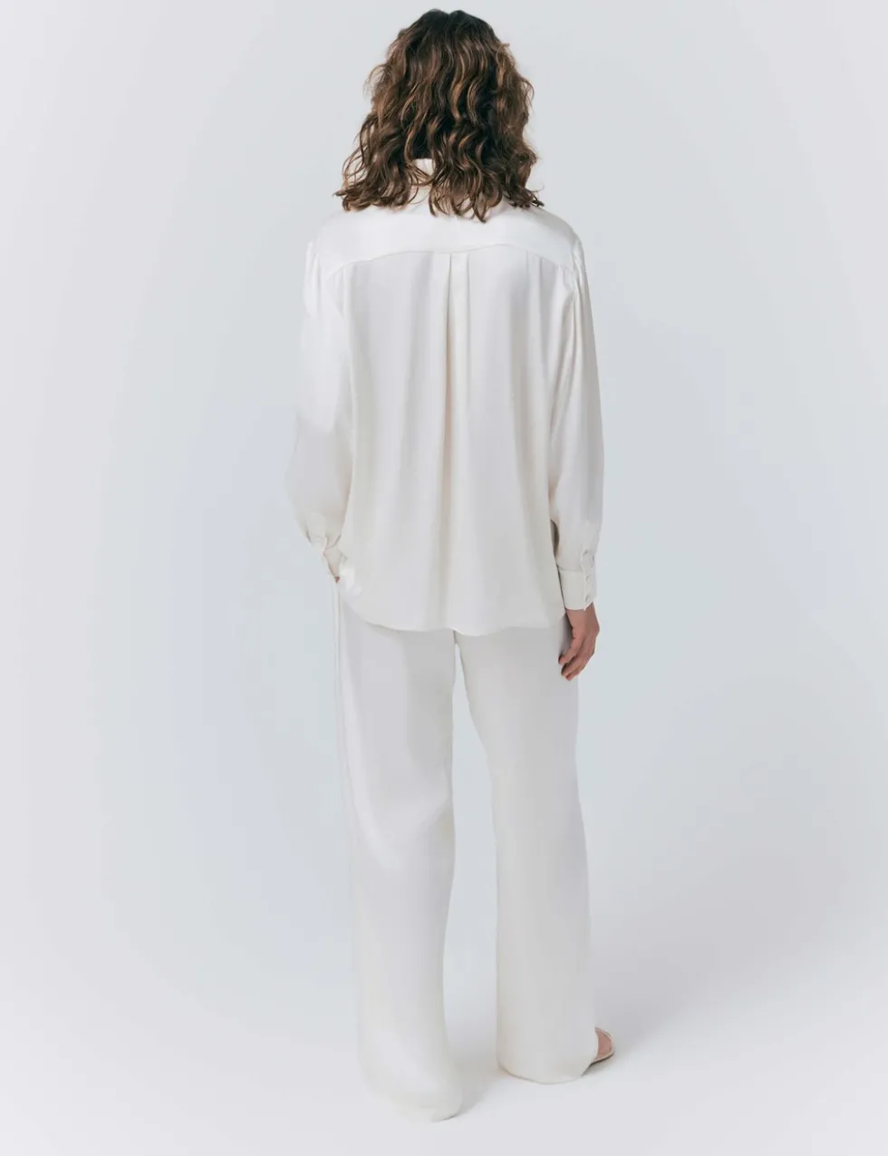 Satin Collared Button Through Shirt