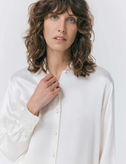 Satin Collared Button Through Shirt