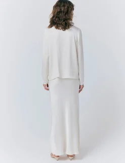 Satin Collarless Button Through Blouse