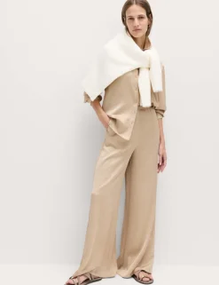 Satin Crinkle Palazzo Trousers