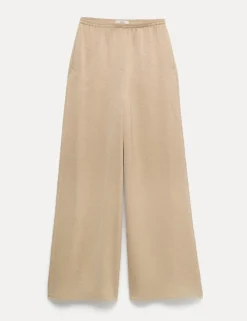 Satin Crinkle Palazzo Trousers