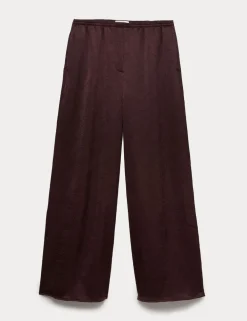 Satin Crinkle Palazzo Trousers