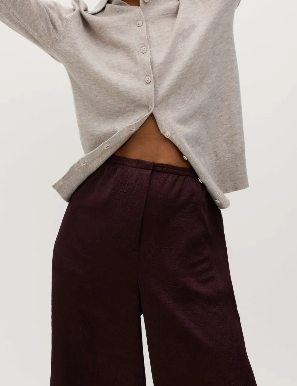 Satin Crinkle Palazzo Trousers