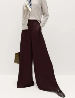 Satin Crinkle Palazzo Trousers