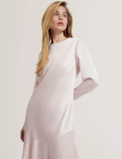 Satin Diagonal Waist Maxi Dress
