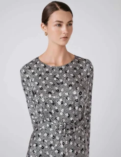 Satin Floral Midi Skater Dress