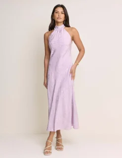Satin Halter Neck Maxi Slip Dress