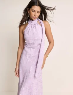 Satin Halter Neck Maxi Slip Dress