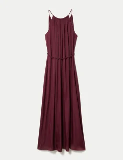 Satin Halter Neck Midaxi Column Dress
