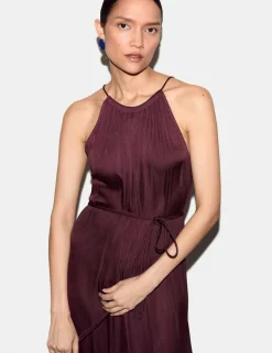 Satin Halter Neck Midaxi Column Dress