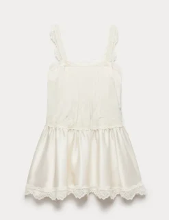 Satin Lace Insert Mini Skater Dress