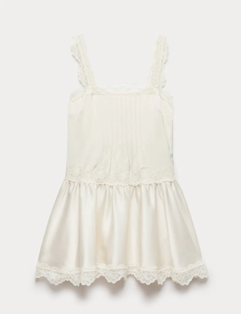 Satin Lace Insert Mini Skater Dress