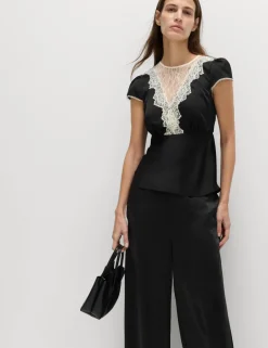 Satin Lace Insert Top