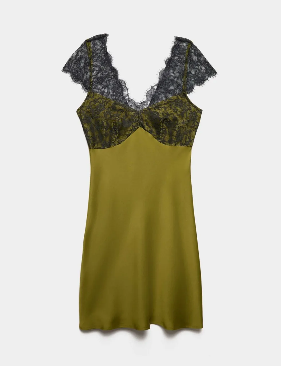 Satin Lace Mini Slip Dress