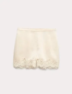 Satin Lace Trim Shorts