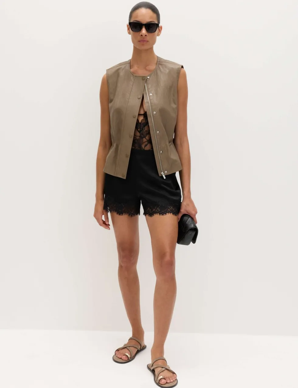 Satin Lace Trim Shorts