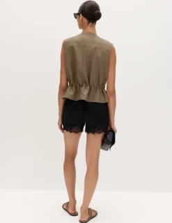 Satin Lace Trim Shorts
