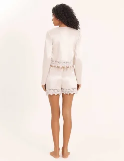 Satin Lace Trim Shorts