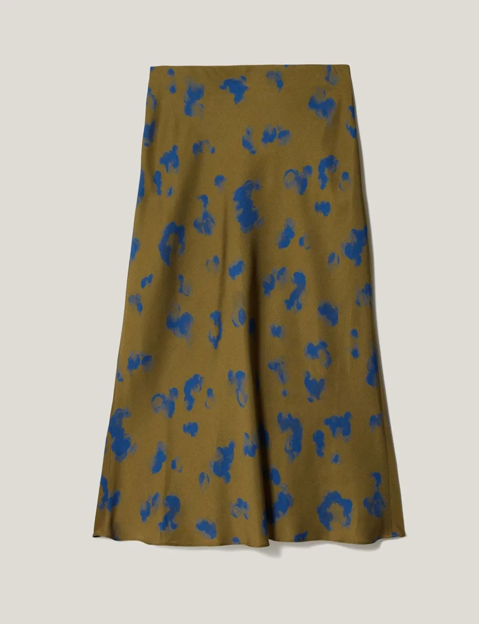 Satin Leopard Print Bias Cut Midi Slip Skirt