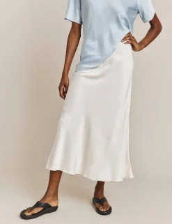 Satin Midi Slip Skirt