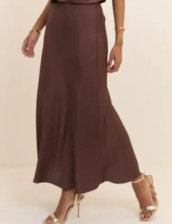Satin Midi Slip Skirt