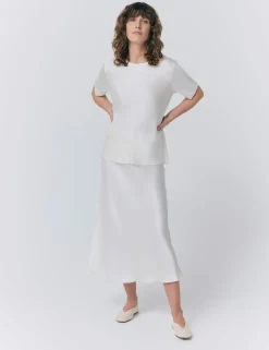 Satin Midi Slip Skirt