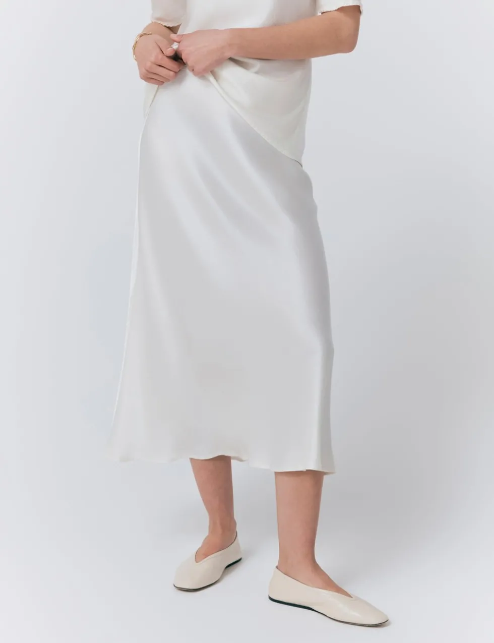 Satin Midi Slip Skirt