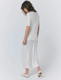 Satin Midi Slip Skirt