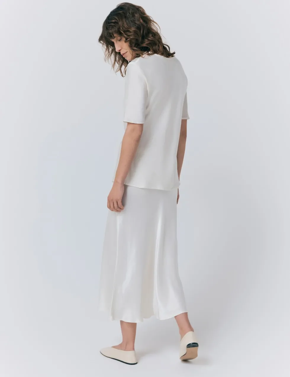 Satin Midi Slip Skirt