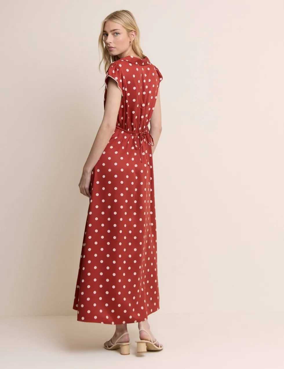 Satin Polka Dot Midaxi Tea Dress